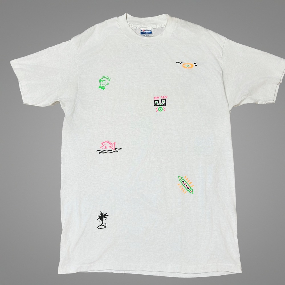 GUC VINTAGE COLLECTOR 90's Single Stitch Hanes Tee With TOPIX NEON Iron-On XXL